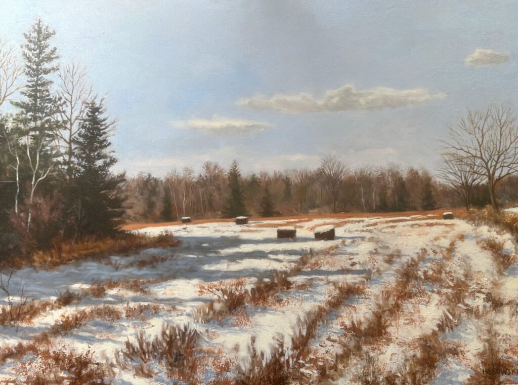 Hayfield in Winter, Oil on Canvas B. Habowski, Hawthorn Gallery