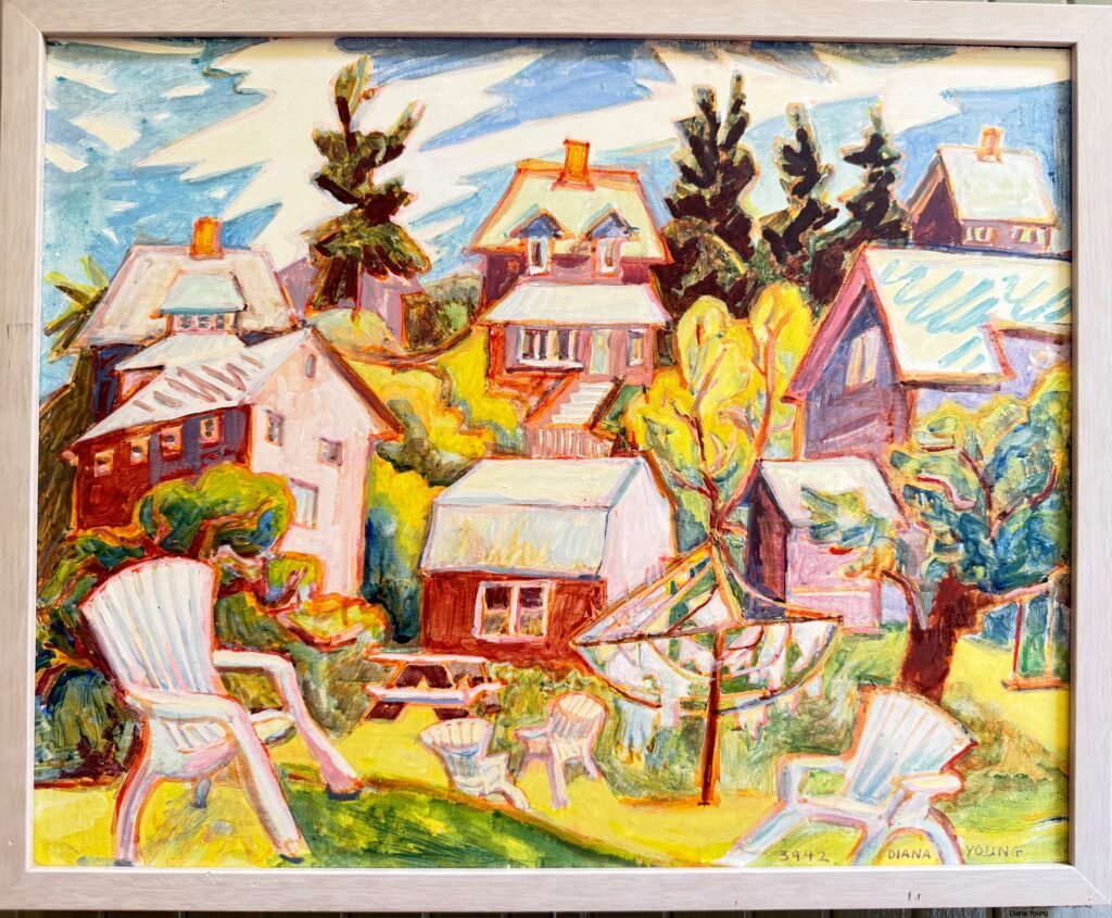 Painting of back yard scene